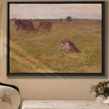 Rustic Cow Canvas Print Vintage Pastoral Rural Wall Art Decor Farmhouse Artwork