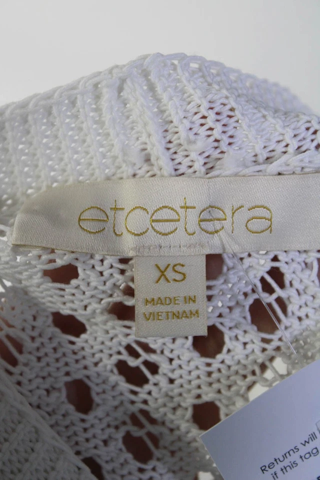 Cárdigan suéter blanco Etcetera para mujer tejido abierto con cinturón manga 3/4 talla XS Foto 4 de 4