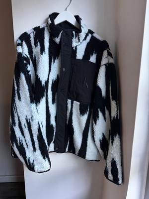 Calvin Klein Monochrome Sherpa Jacket   Bold Pattern - NWT - Size M - Brand New