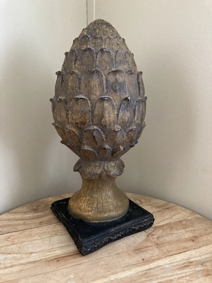 Remate estatuario de alcachofa piña resina grande 14" de alto Foto 3 de 4