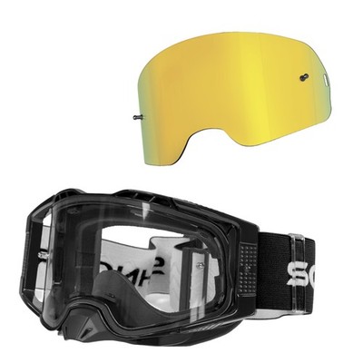 Schnorr MX Pro Motocross Goggles Anti-Fog Tear-Off | Roll-Off + Interchangeable Lens Gold