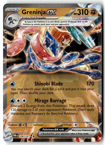 Greninja ex 106/167 Double Rare Twilight Masquerade Pokemon Holo Near Mint