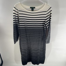 Lauren Ralph Lauren womens Sweater Dress size M Striped 3/4 sleeve