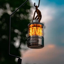 Vintage Aluminum Camping Lantern Light - Dimmable Warm Glow Lamp, Handcrafted...
