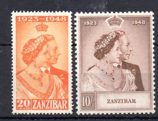 ZANZIBAR STAMPS 1948 KING GEORGE V1 ROYAL SILVER WEDDING SG333/34 VERY VERY LMM