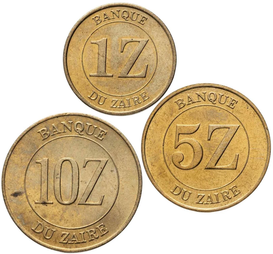 Zaire. Coins set #1 (3 coins. XF-aUnc) 1987-1988 - Image 2 of 2