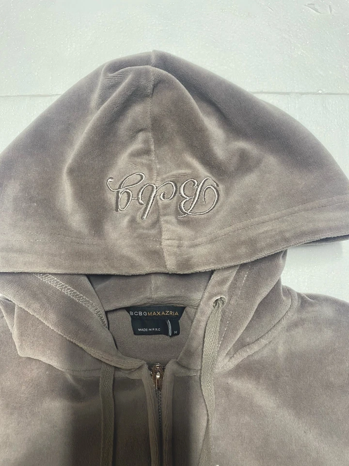 Chaqueta deportiva Y2K BCDG Max Azria terciopelo estampado pavo real beige Am Foto 3 de 4