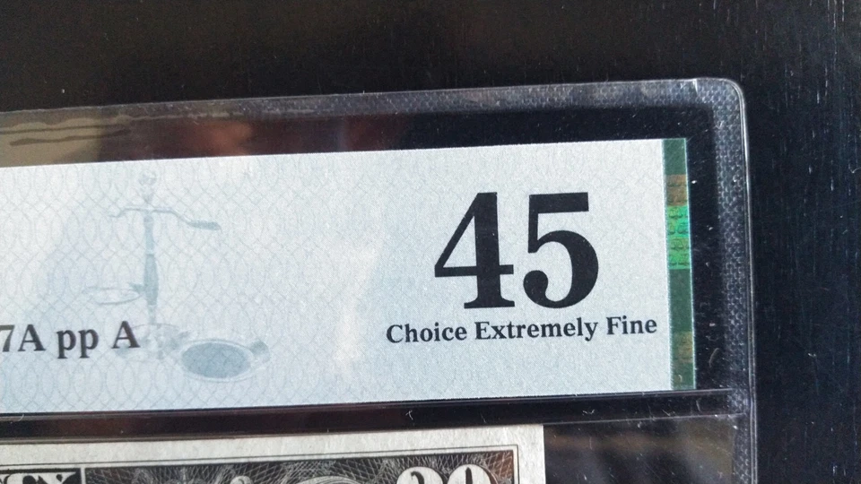 1929 $20 Federal Reserve Bank Note - Bedford Indiana- 5187 Graded PMG 45 Rare - Image 2 of 4