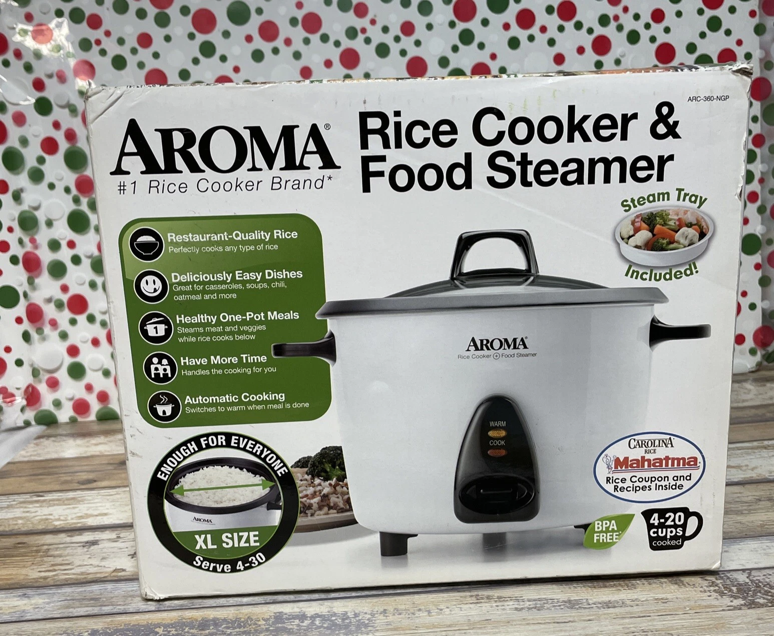 Aroma 6-cup (cooked) 1.5 Qt. One Touch Rice Cooker, White (ARC-363NG)