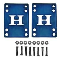 Skateboard Riser Pads and Hardware 1/8" (4mm) Blue Risers and 1" Bolts