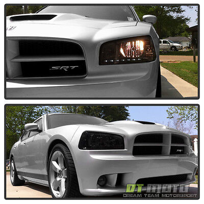 Smoke 2006-2010 Dodge Charger DRL LED Headlights w/Built In Corner Signal  Lights | eBay