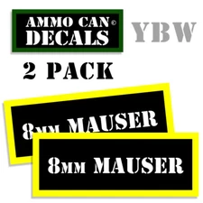 8mm MAUSER Ammo Label Decals Box Stickers decals 2 Pack BLYW 3"