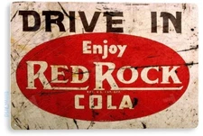 TIN SIGN Red Rock Cola Theater Soda Rustic Retro Beverage Sign Decor B447