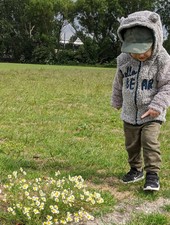 Fluffy Teddy Zip Hoodie Jumper with ears – Hello Bear – grey/blue – 82/92 cm