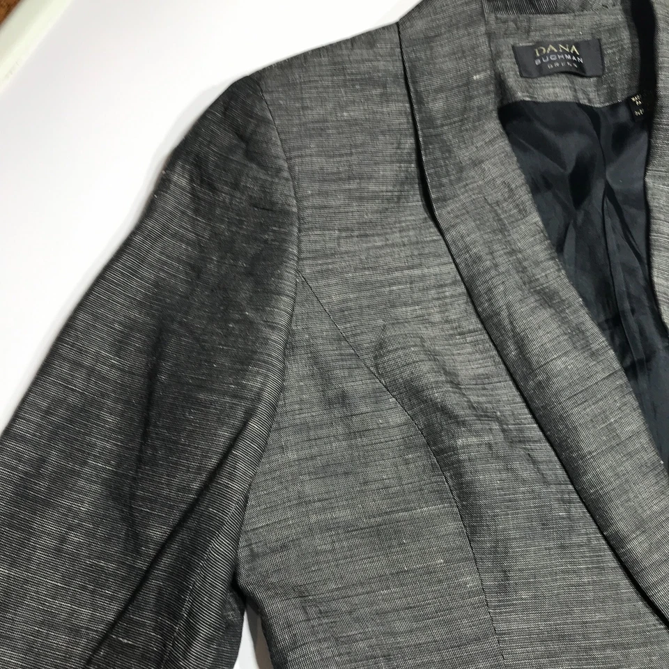Jaqueta Blazer Vestido Dana Buchman Tamanho 6 Seda Linho Mescla Terno Essencial Carreira - Imagem 3 de 4