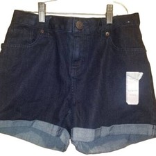 Cat  Jack Girl's Jean Shorts Size XL 14/16 Dark Blue New Rolled Hem Target