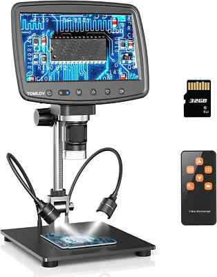 TOMLOV DM03 7'' HDMI LCD Digital Microscope 1200X Larger Workspace 10 in Bracket