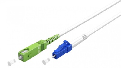 Glasfaserkabel (FTTH), Singlemode (OS2) White, (Simplex), SC-APC/ LC-UPC, 2 m