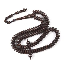 Handmade  Islamic Muslem Prayer Tasbeh Old  Heartwood Tamarind Wood Disc Beads