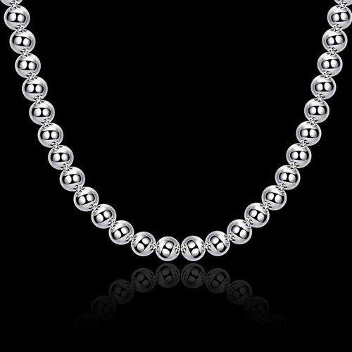 NEW 925 Sterling Silver Filled 8MM Solid Ball Beads Charm Necklace Stunning Gift - Picture 9 of 9