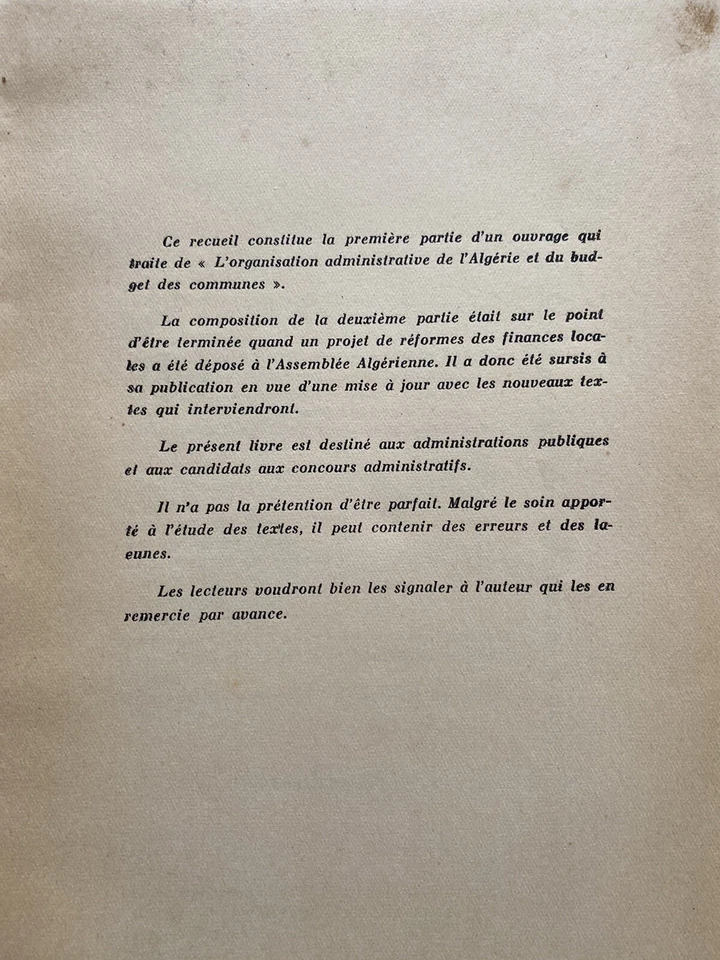L’organisation Administrative de l’Algerie 1951 History Algeria French Colonies - Image 4 of 4