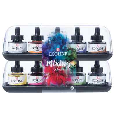 Ecoline Flüssige Wasserfarbe Mischset 10 x 30 ml Leuchtende Aquarellfarben