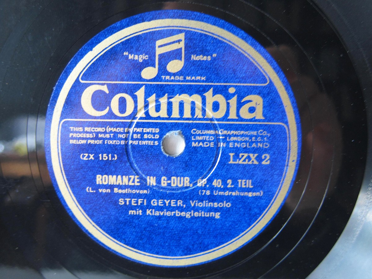 78rpm STEFI GEYER (VIOLIN) plays BEETHOVEN ROMANZE - SWISS