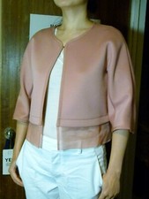 Max & Co Pink 3/4 Sleeve Jacket With Silk Organza Trimming Uk Size 8 - New