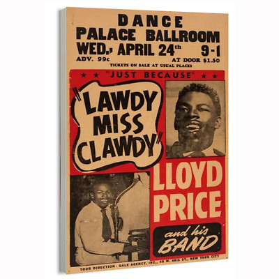 1959 LLoyd Price Lawdy Miss Clawdy Poster or Canvas Home Decor Art Print