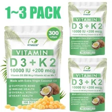 Vitamin K2 (MK7) with D3 10000 IU Supplement,Capsules, Immune Health
