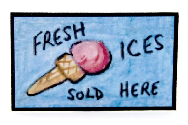 THE WONHAM COLLECTION Puppenhaus Miniatur Maßstab 1:12 "Fresh Ices Sold Here" Shop Poster HJ30