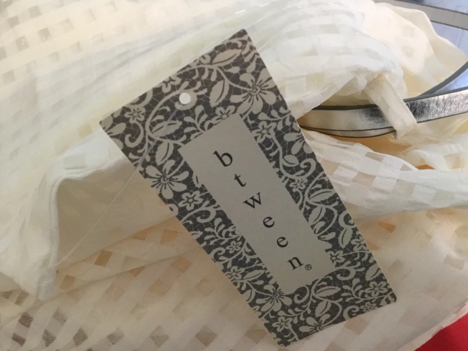 Vestido Between Marfil Off White Lined Sin Mangas Nuevo 14 Verano Plateado Cinturón Niñas Foto 3 de 4