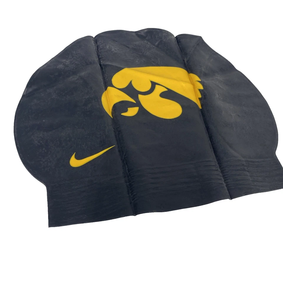 QTY (2) Iowa Hawkeyes NIKE swim cap LATEX Black & Yellow BRAND NEW light - Image 2 of 4