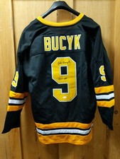 Auto Autographed Johnny Bucyk Black Boston Bruins Jersey,NHL/Captain/HOA/JSA