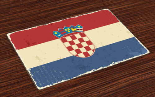 Kroatien Platzmatten Vintage Look Nationalflagge Platzmatten 4er Set Waschbar - Bild 1 von 4