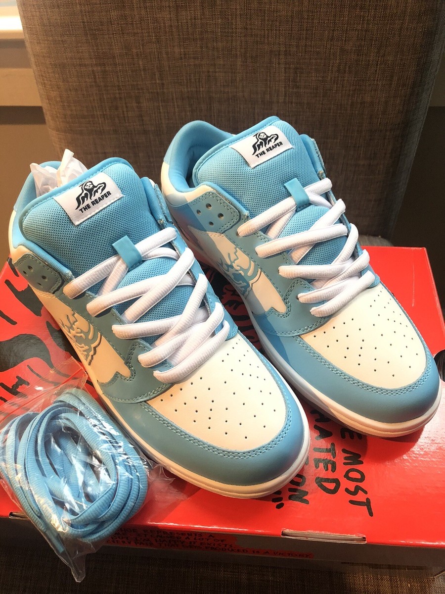 Warren Lotas Reaper Dunk Low Electric Blue w/ XL t-shirt sticker
