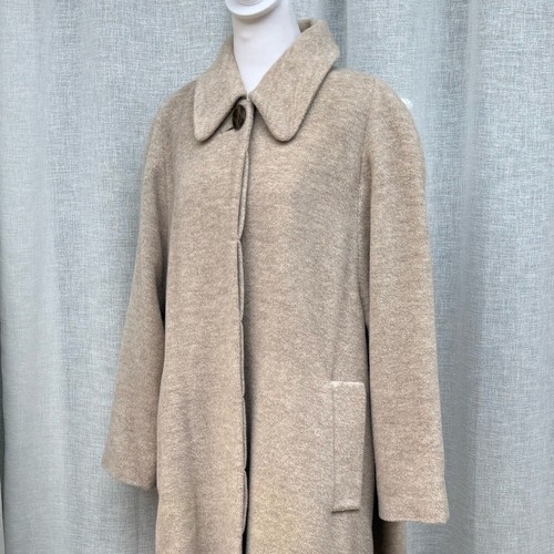 Jaeger Elegant Long Tan Wool Warm Coat - Picture 4 of 13