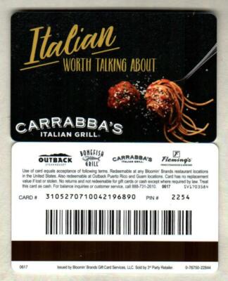 CARRABBA'S ITALIAN GRILL Worth Talking About 2017 Gift