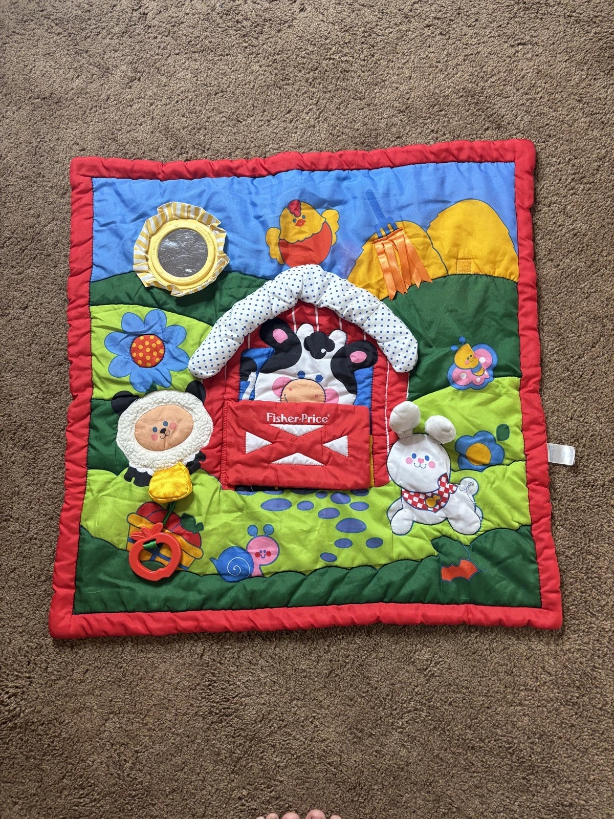 Fisher Price Baby Activity Play Mat Farm Barnyard Animals Cow Bunny 1993