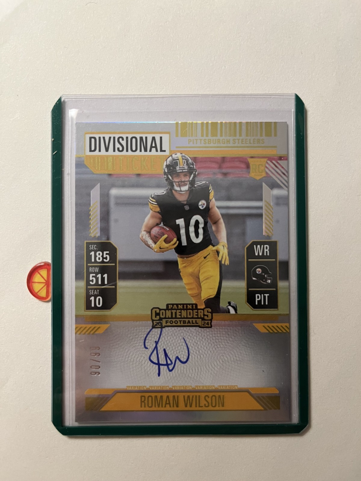 2024 Contenders Roman Wilson 90/99 Auto Divisional Ticket RPS V RC Steelers #124