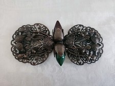Vintage Ornate Brass Cabochon Art Deco Two Piece Belt Buckle