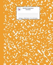 Marbled Composition Notebook: Orange Marble Wide Ruled Paper Subject Book Schoo