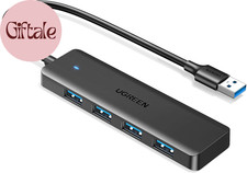 USB 3.0 Hub, 4 Ports USB a Splitter Ultra-Slim USB Expander for Mouse, Keyboard,