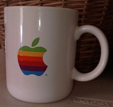 Vintage Apple Computer Logo 80's Mug Papel Rainbow MacIntosh Marsh Coffee Cup LH