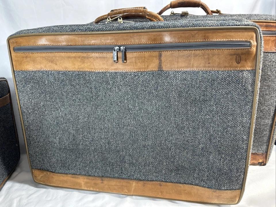 Conjunto de 3 Malas de Couro Hartmann Tweed - “26x20x9” “24x18x9” e “21x12x9” VTG - Imagem 3 de 4