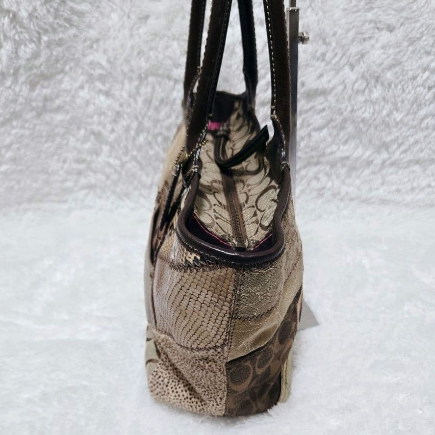 Coach Patchwork Tote Bag Bleecker Canvas Leather … - image 12