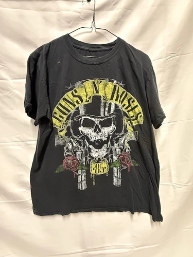 Guns N' Roses T-Shirt Unlabeled Black Skull Roses 85 Graphic Vintage Band Tee