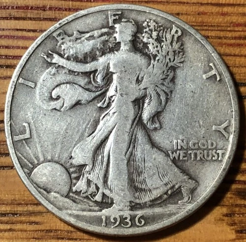1936 S Walking Liberty Silver Half Dollar VF Quality Coin - FREE SHIPPING