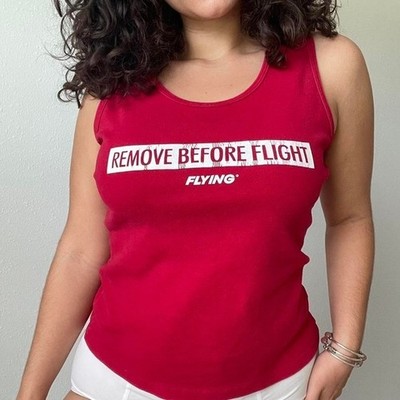 Y2K 'Remove Before Flight' Graphic Tank Top