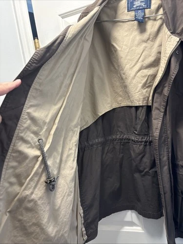 Vintage Men’s Burberry Jacket, Brown Shell Tan Interior Drawstring Waste Size XL image 3